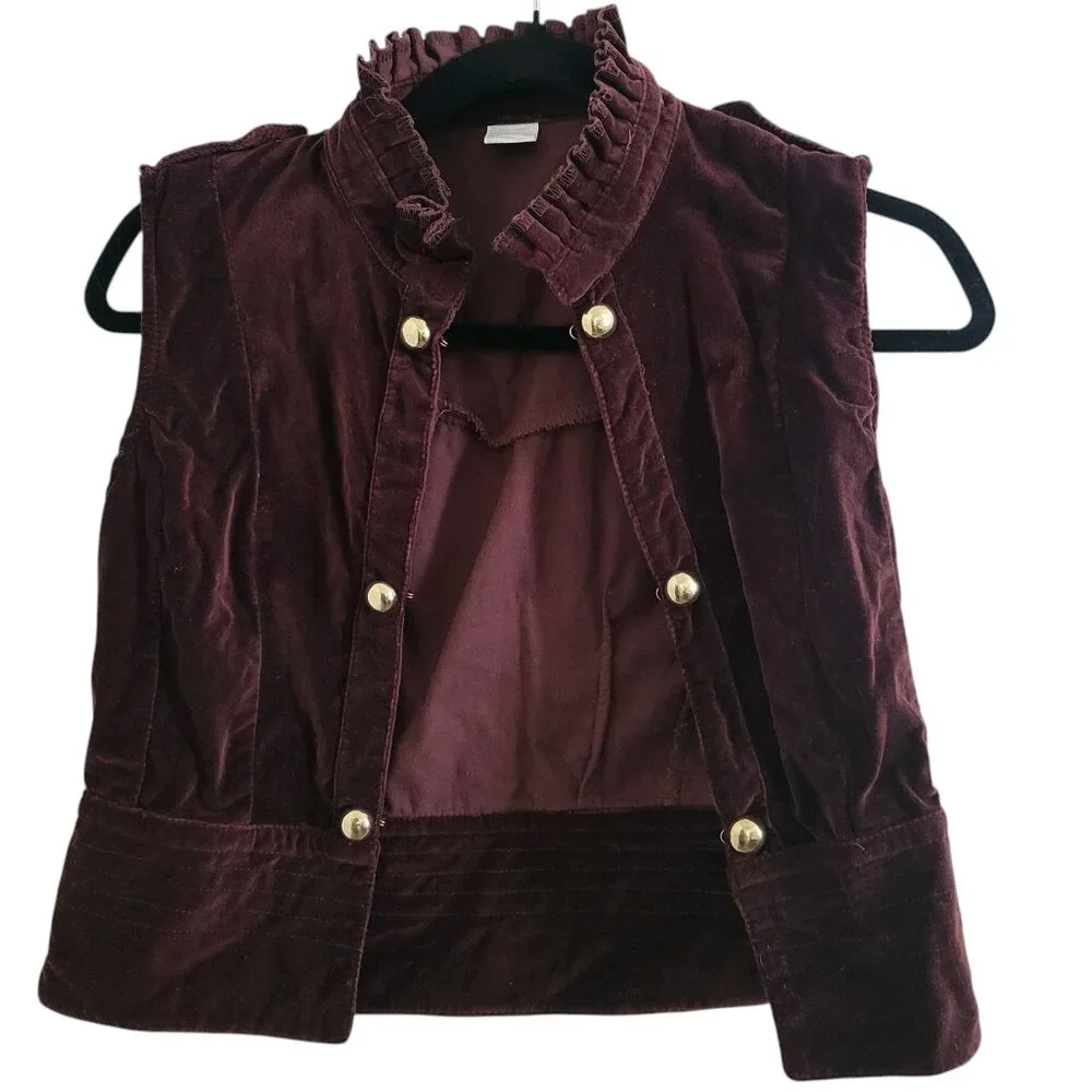Chocolate Brown Hook & Eye 100% Cotton Crop Vest - Picture 2 of 7